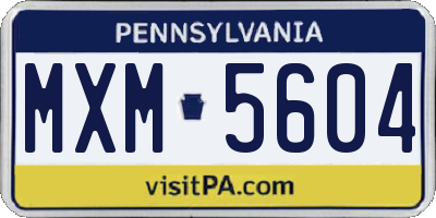 PA license plate MXM5604