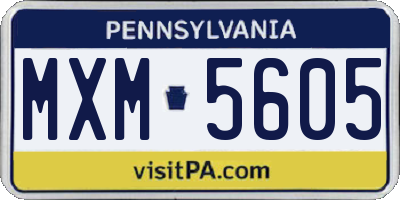 PA license plate MXM5605