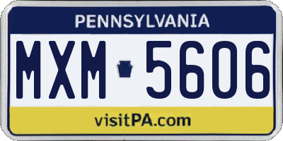 PA license plate MXM5606