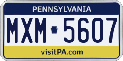 PA license plate MXM5607