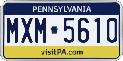 PA license plate MXM5610