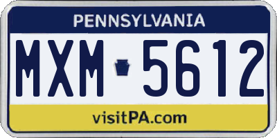 PA license plate MXM5612