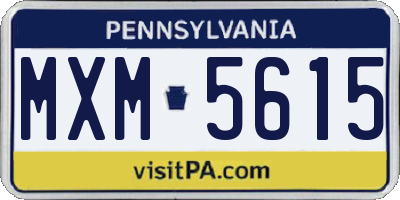 PA license plate MXM5615