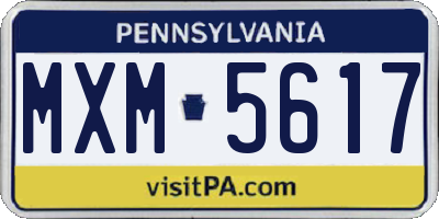 PA license plate MXM5617