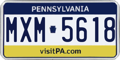 PA license plate MXM5618