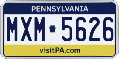 PA license plate MXM5626