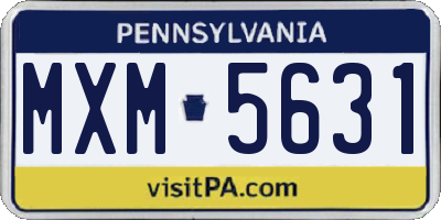 PA license plate MXM5631