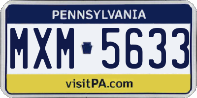 PA license plate MXM5633