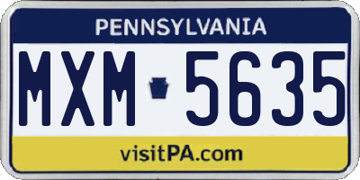 PA license plate MXM5635