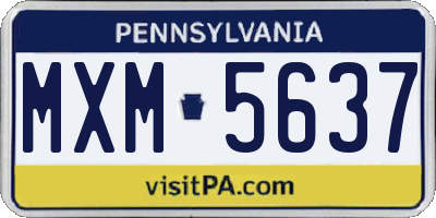 PA license plate MXM5637