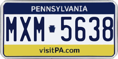PA license plate MXM5638