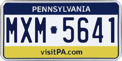 PA license plate MXM5641