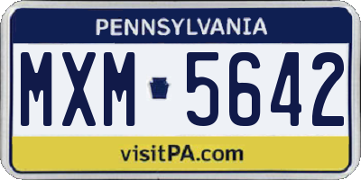 PA license plate MXM5642