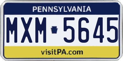 PA license plate MXM5645