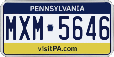 PA license plate MXM5646
