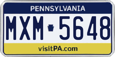 PA license plate MXM5648