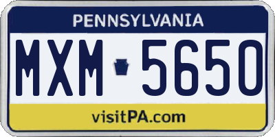 PA license plate MXM5650