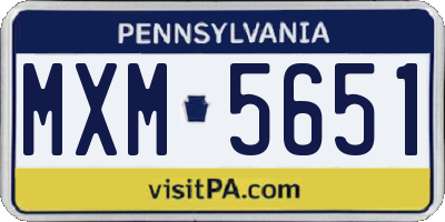 PA license plate MXM5651