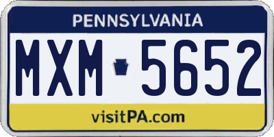 PA license plate MXM5652