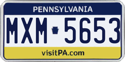 PA license plate MXM5653