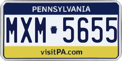 PA license plate MXM5655
