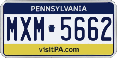 PA license plate MXM5662