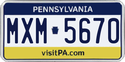PA license plate MXM5670