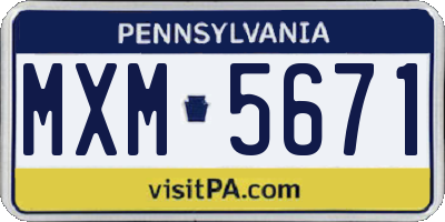 PA license plate MXM5671