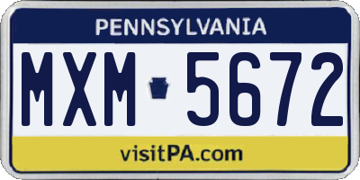 PA license plate MXM5672