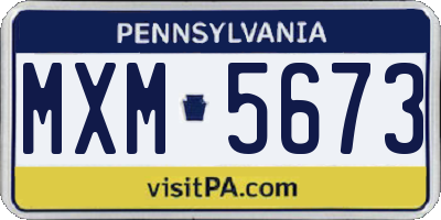 PA license plate MXM5673