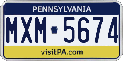 PA license plate MXM5674