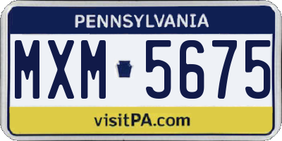 PA license plate MXM5675