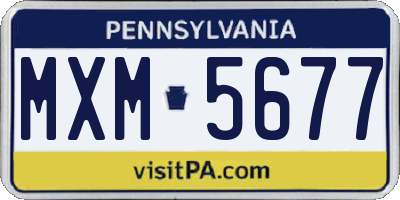 PA license plate MXM5677