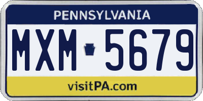 PA license plate MXM5679