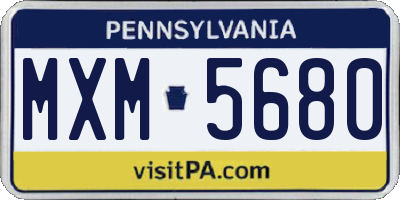 PA license plate MXM5680