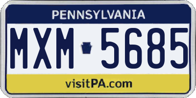 PA license plate MXM5685
