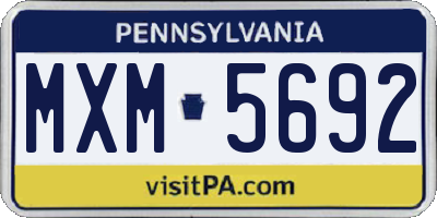PA license plate MXM5692