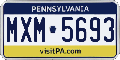 PA license plate MXM5693