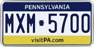 PA license plate MXM5700