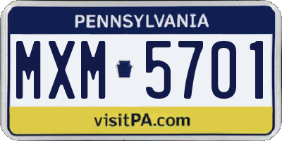 PA license plate MXM5701