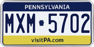 PA license plate MXM5702