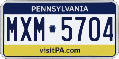 PA license plate MXM5704
