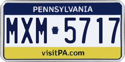 PA license plate MXM5717