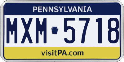 PA license plate MXM5718