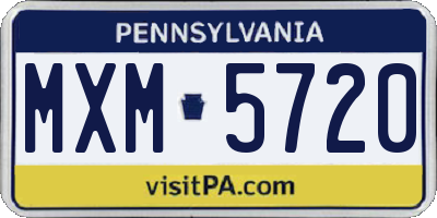 PA license plate MXM5720