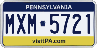 PA license plate MXM5721