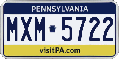 PA license plate MXM5722
