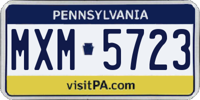 PA license plate MXM5723