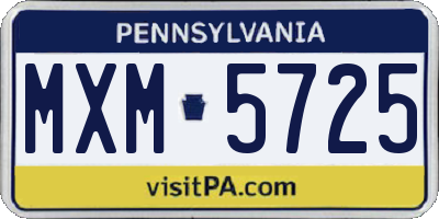 PA license plate MXM5725