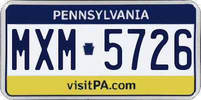 PA license plate MXM5726